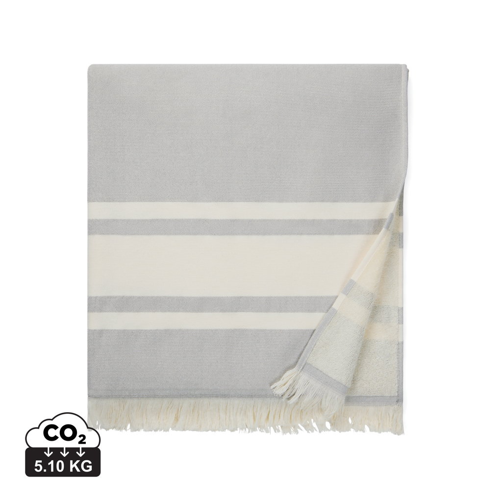 Serviette éponge promotionnelle 180x80cm Tolo VINGA Gris et Blanc cassé